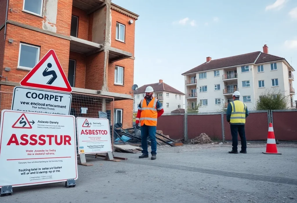 Inspectors examining a site for asbestos violations