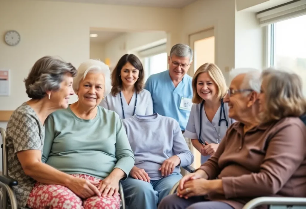 Elderly patients receiving care in a supportive healthcare environment