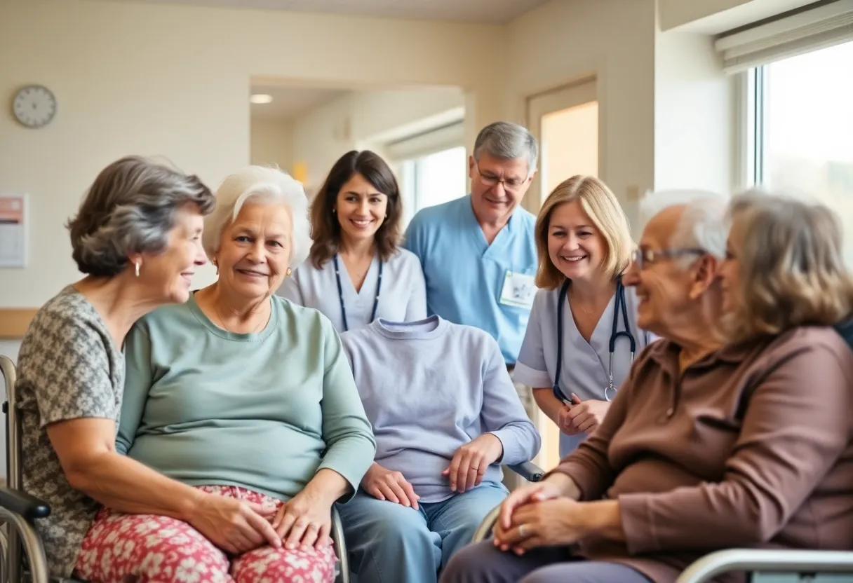 Elderly patients receiving care in a supportive healthcare environment
