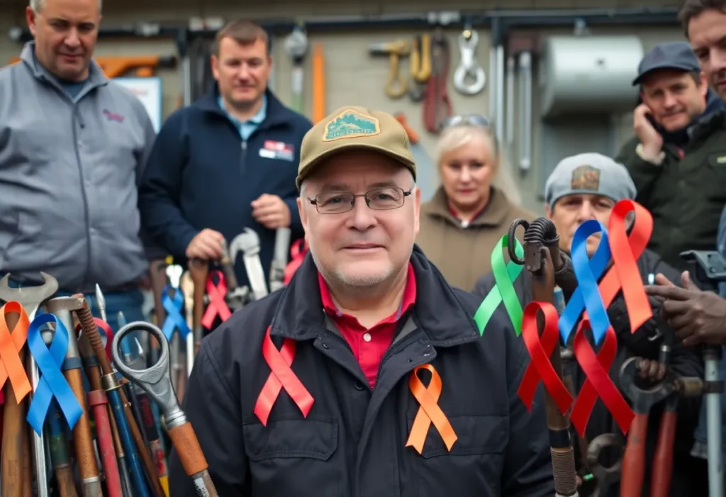 A community gathering in remembrance of a retired plumber lost to mesothelioma.