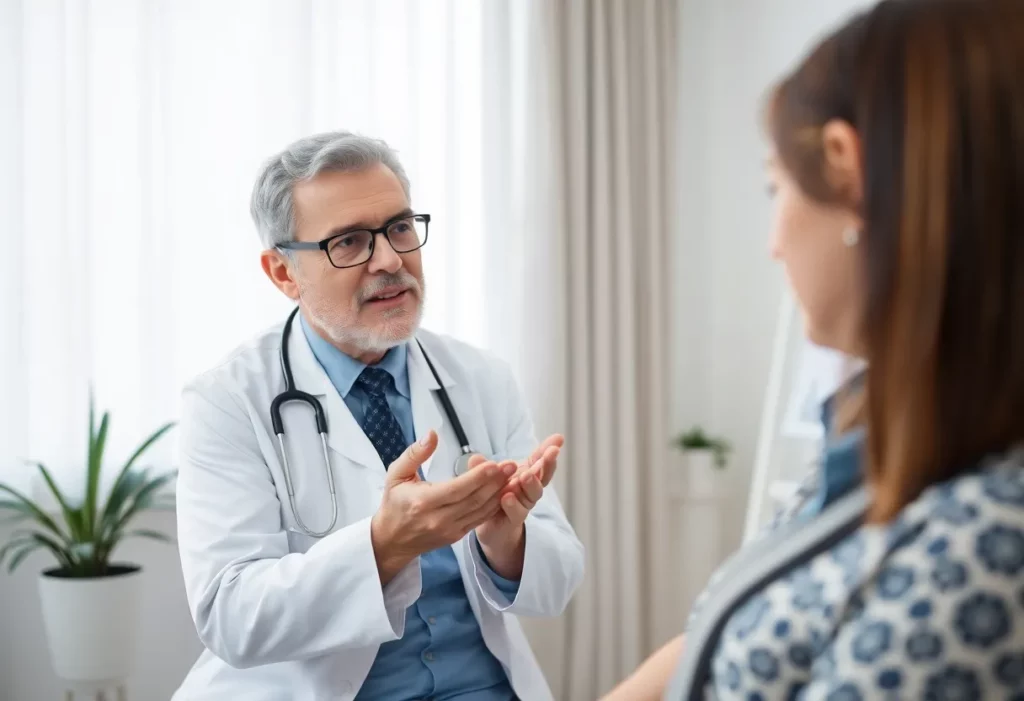 A doctor explaining cancer early detection to a patient