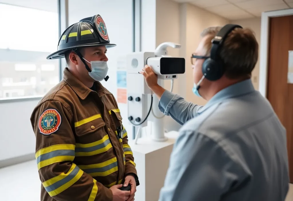 Fayetteville firefighter participating in a cancer screening initiative