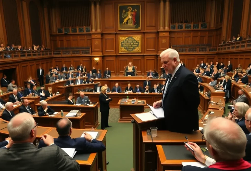 Lawmakers discussing asbestos accountability in the Flemish Parliament