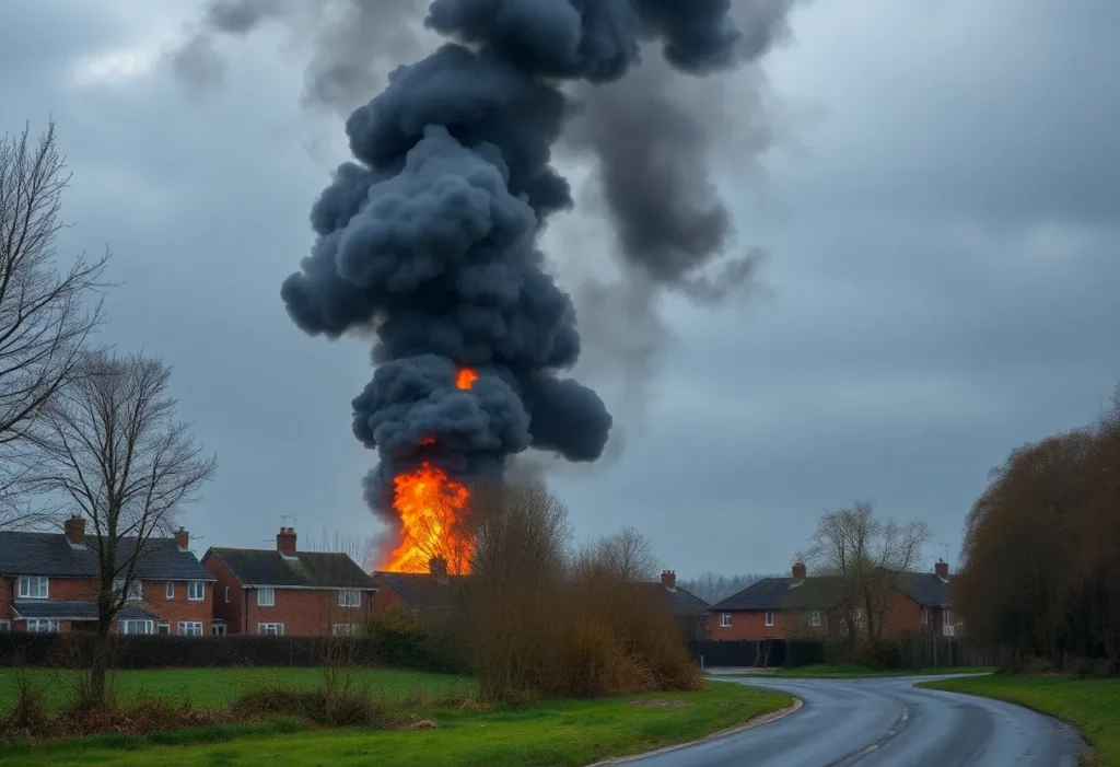 Smoke from illegal asbestos burning near a residential area in Milton Keynes