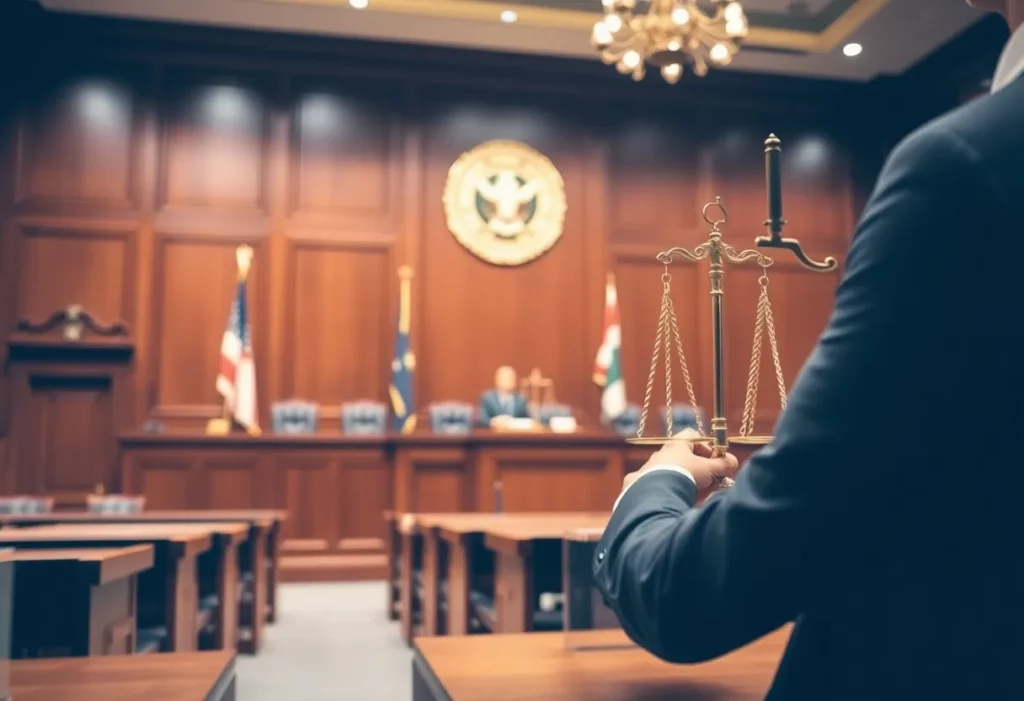 Courtroom symbolizing victory for asbestos victims