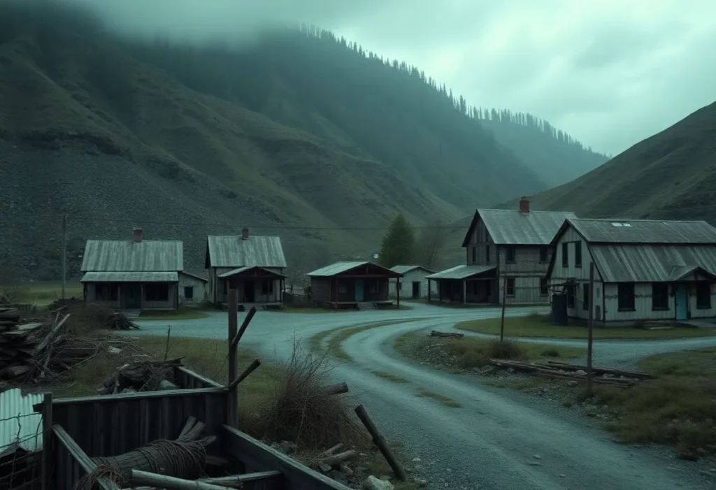 Aerial view of Libby, Montana, depicting the aftermath of asbestos mining.