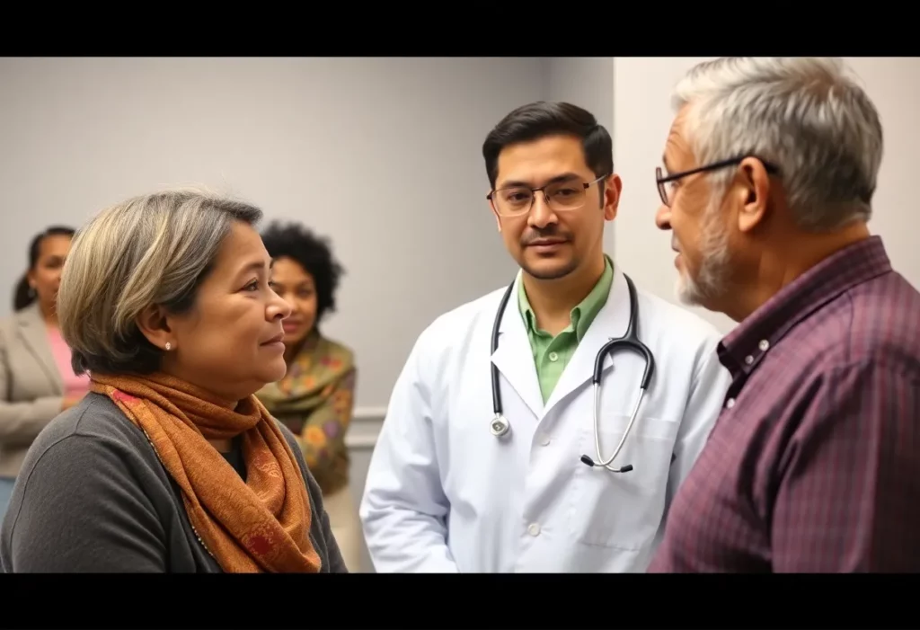 Patient consultation about lung cancer screening in a clinic