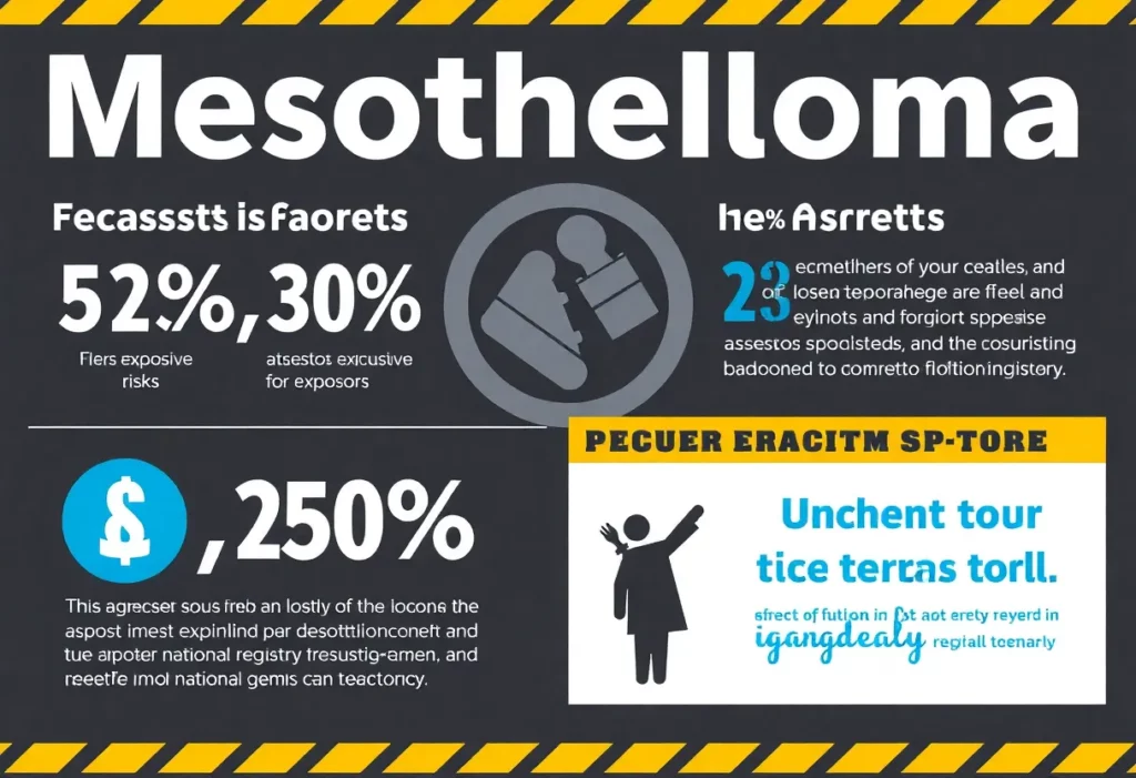 Infographic showing mesothelioma statistics and risks of asbestos exposure.