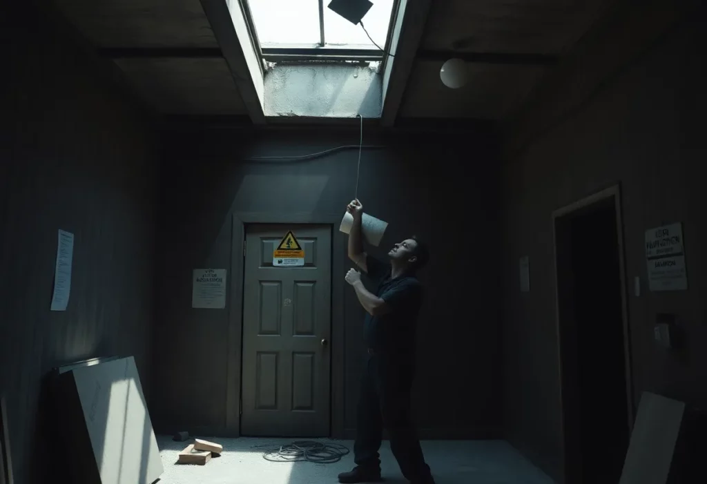 Electrician working in an asbestos-exposed environment