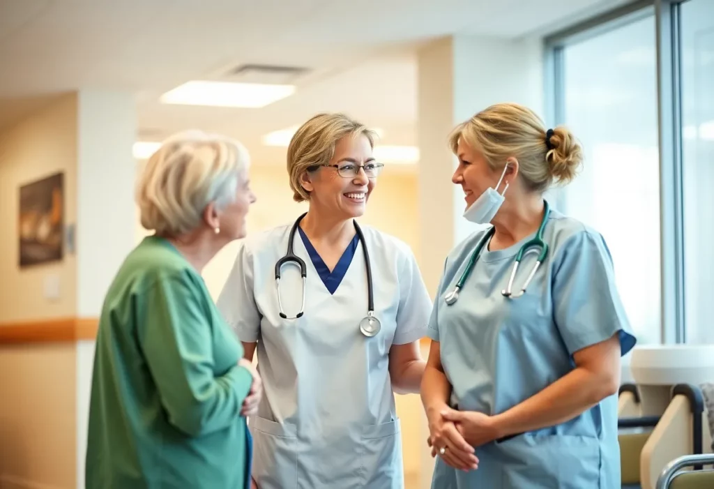 Nurse providing care to mesothelioma patients in a hospital setting