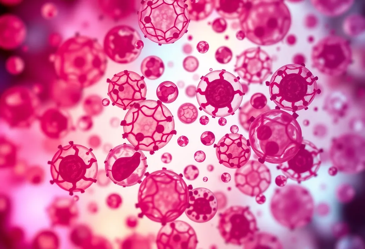 Microscopic view of diverse mesothelioma tumor cells