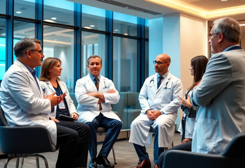 Oncologists reviewing mesothelioma treatment guidelines