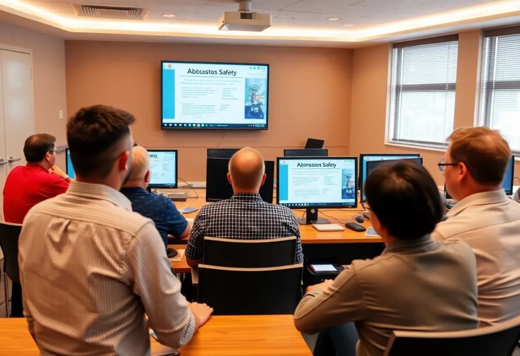 Participants engaged in an online asbestos training course