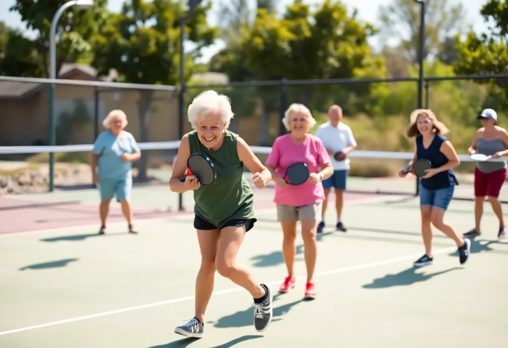 Cancer survivors playing pickleball at Moffitt Cancer Center.