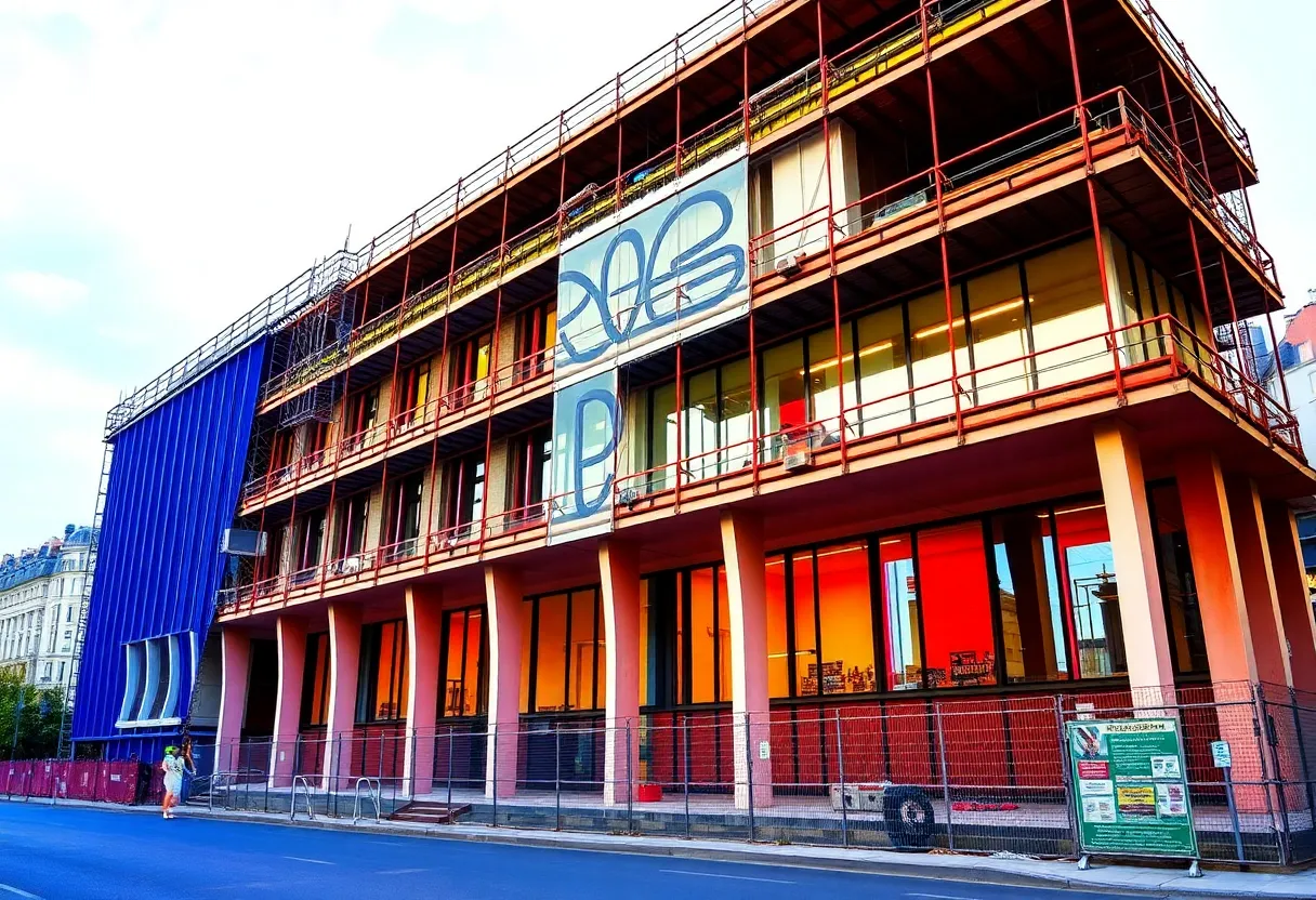 Render of the Pompidou Centre during its renovation process