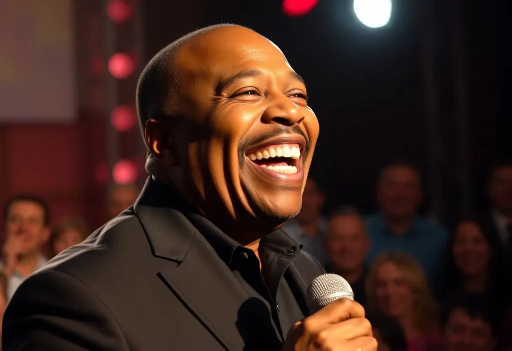 Quincy Jones performing stand-up comedy on stage