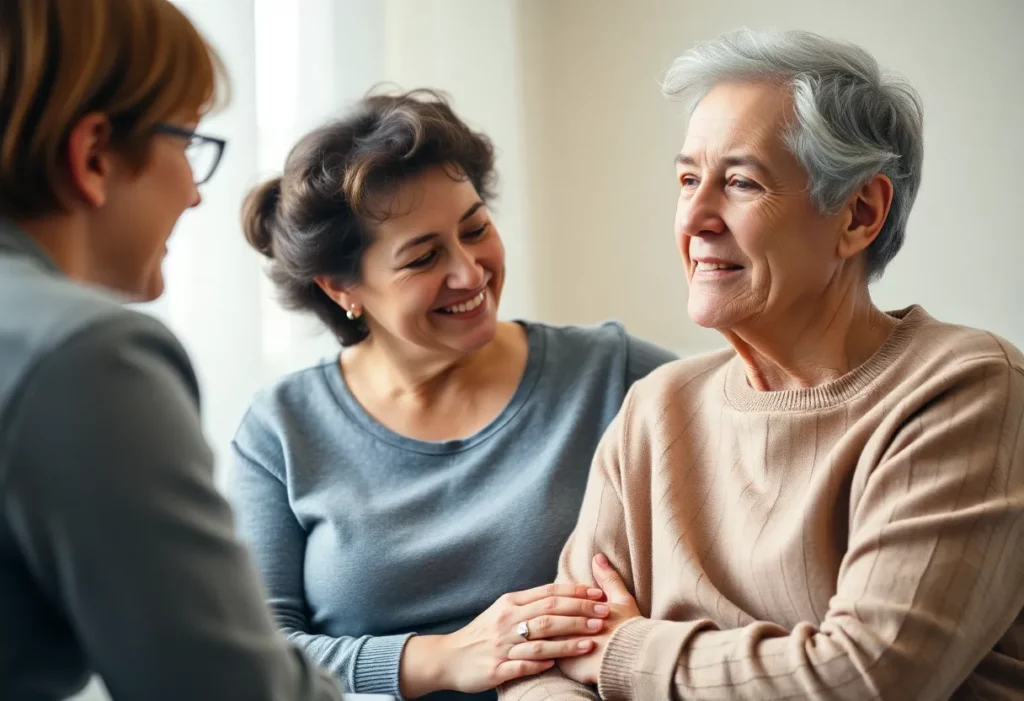 Family member providing emotional support to a mesothelioma patient