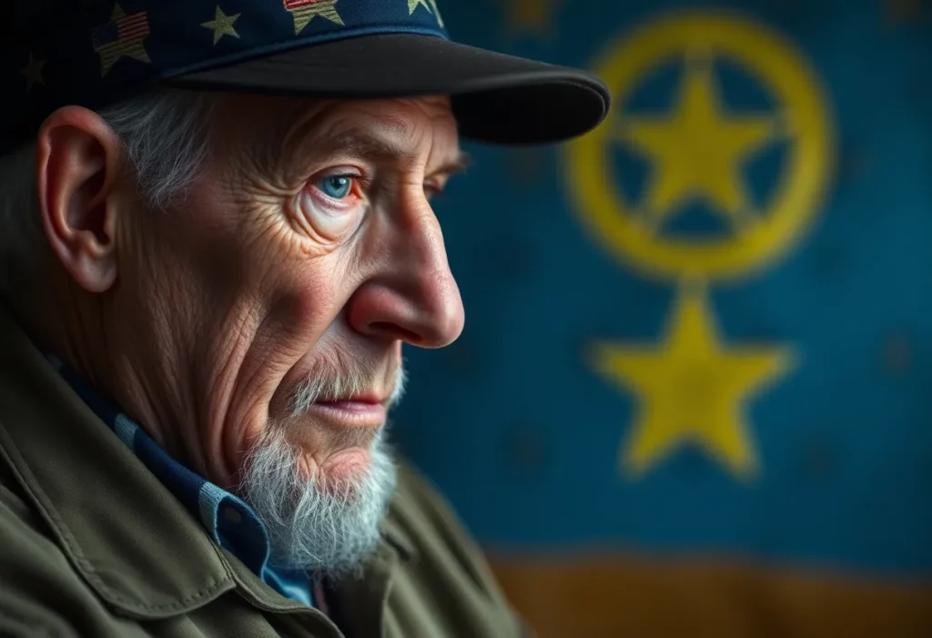 A thoughtful veteran looking concerned about asbestos exposure and mesothelioma.