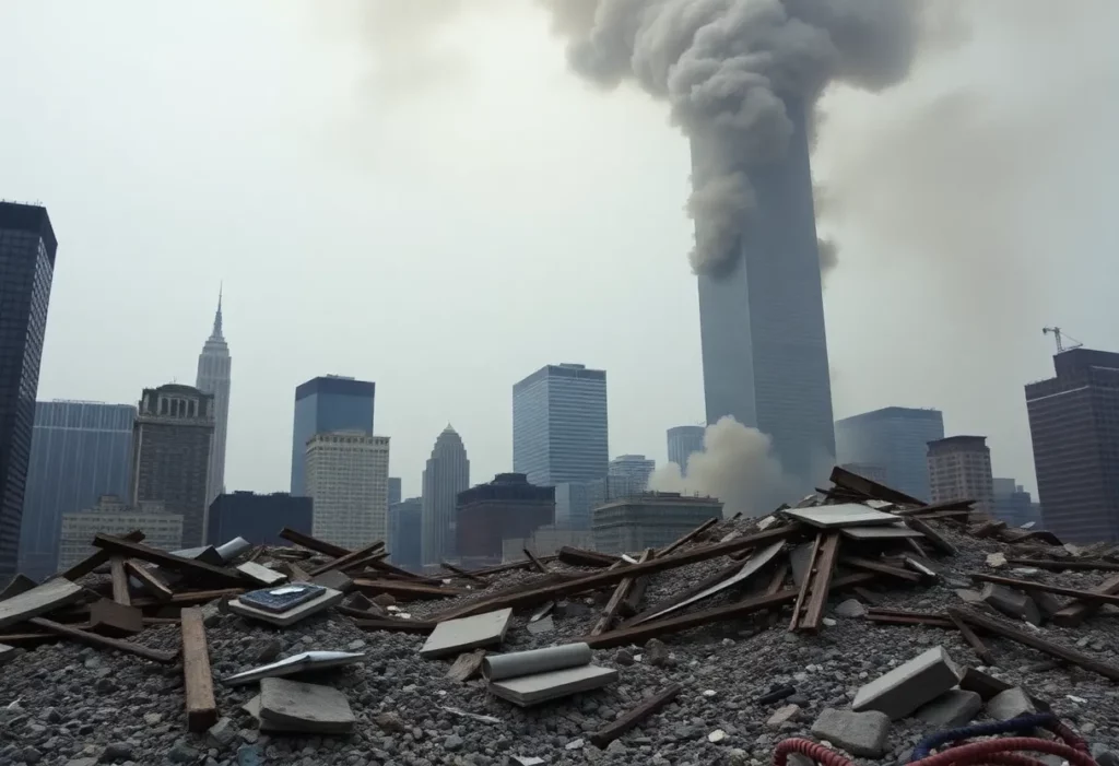 Dust cloud and debris from the World Trade Center aftermath