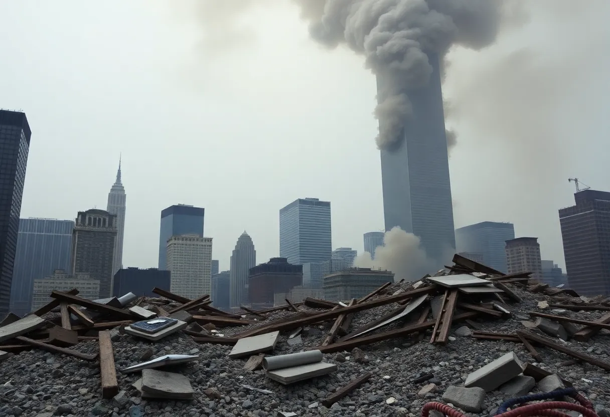 Dust cloud and debris from the World Trade Center aftermath