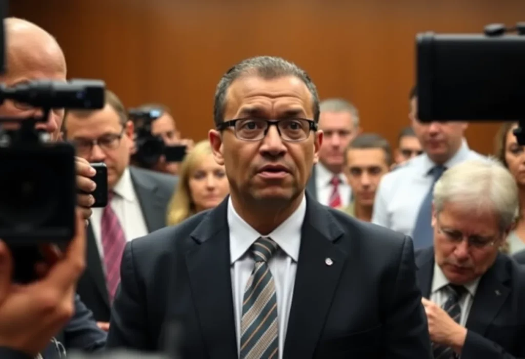 Ace Magashule in courtroom during his trial