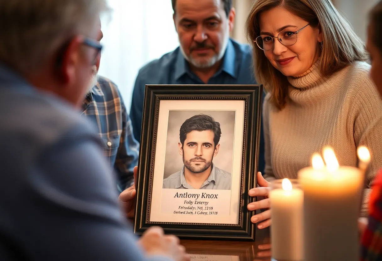 Family tribute to Anthony Knox with a framed photo representing his legacy.