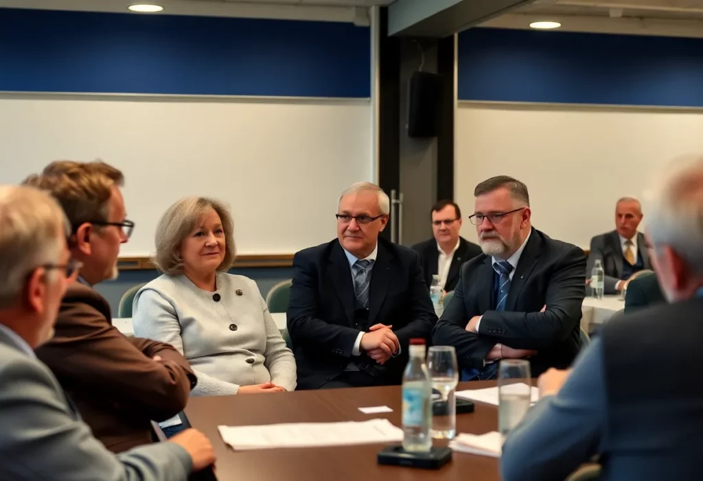 Residents gathered in Grenagh discussing asbestos safety concerns.