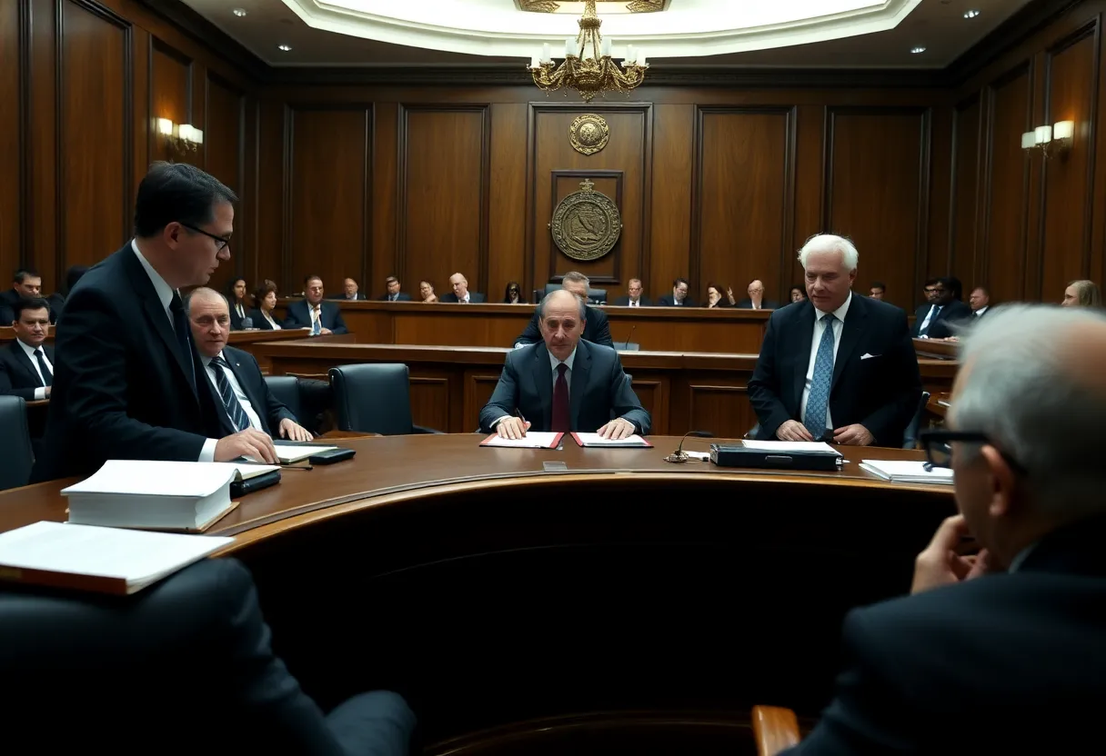 High-profile courtroom scene during the asbestos corruption trial involving Moroadi Cholota.