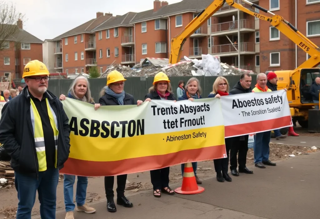 Residents protesting against asbestos demolition