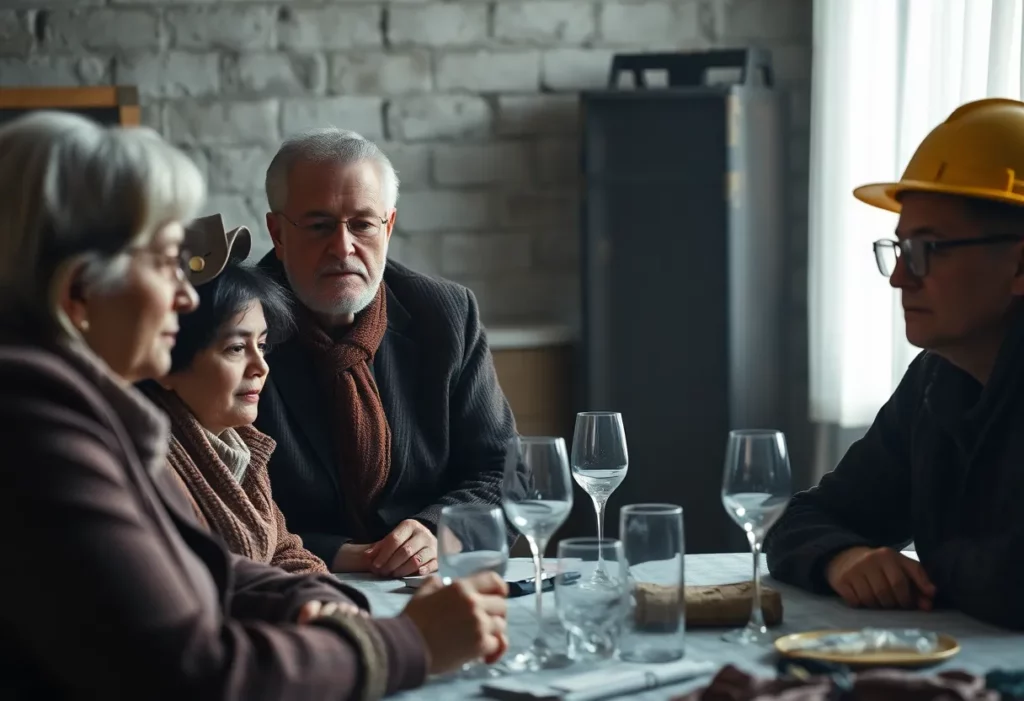 A family gathering reflecting on asbestos exposure dangers