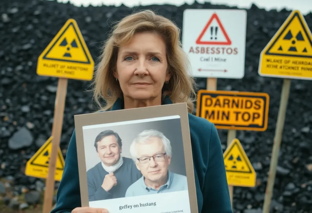 Wife holding a photo of her late husband related to asbestos exposure