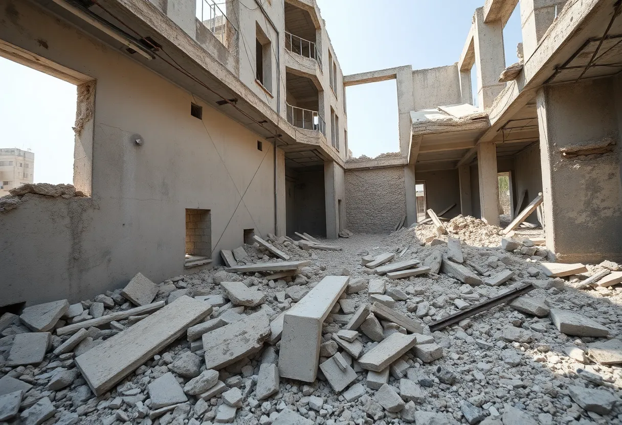 Burbur dhisme oo ku yaal Gaza, oo leh walxo asbestos ah.