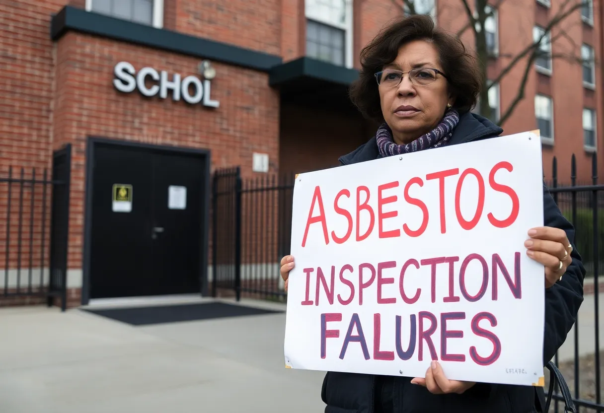 Parent concerned about safety outside a NYC school with asbestos inspection issues