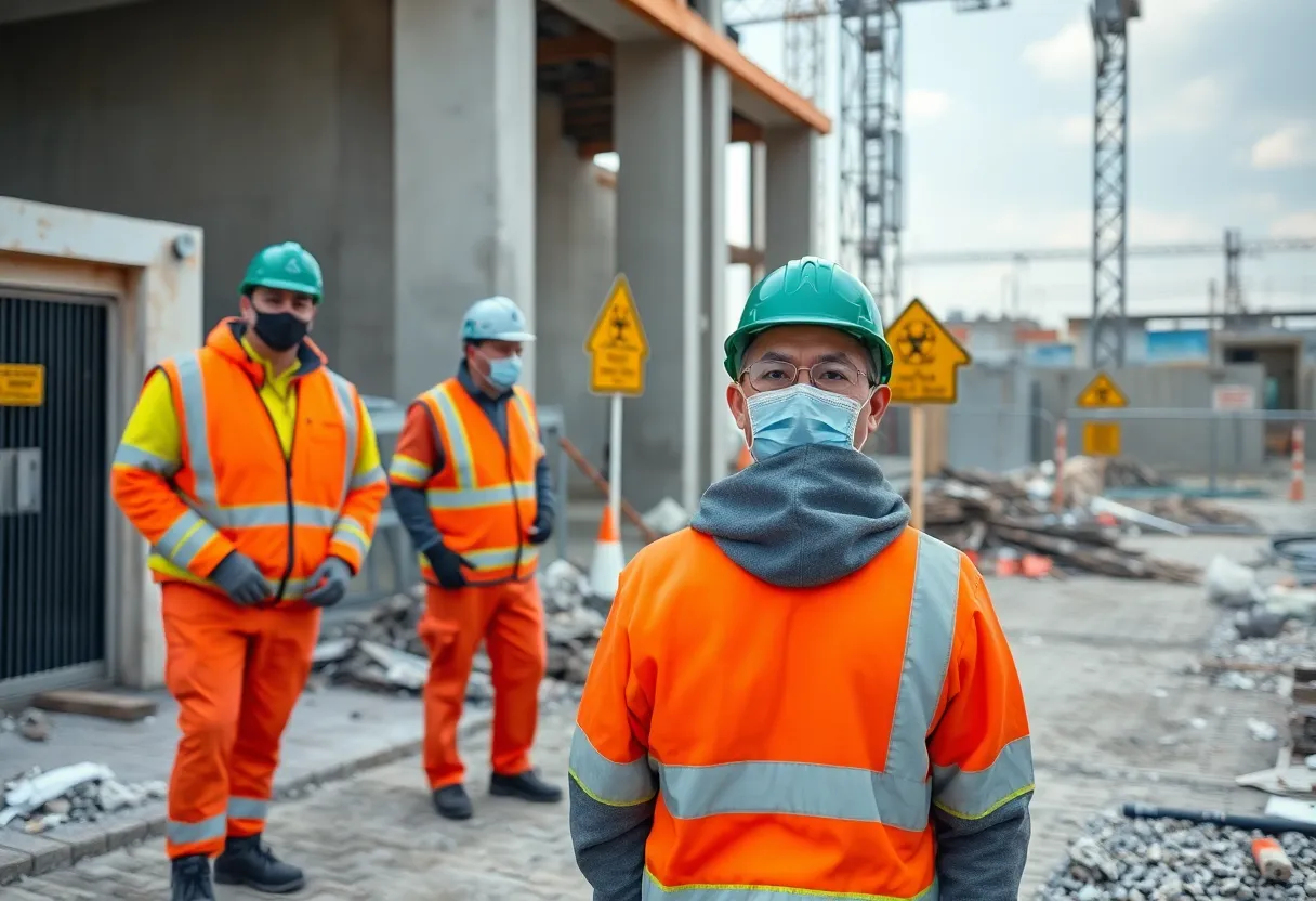 Construction site demonstrating safe asbestos handling procedures