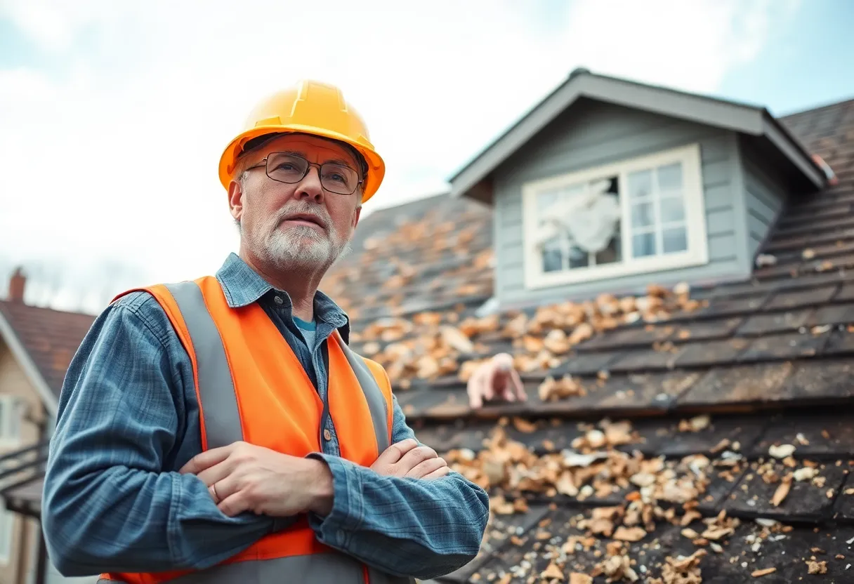 Roofing contractor mishandling asbestos debris