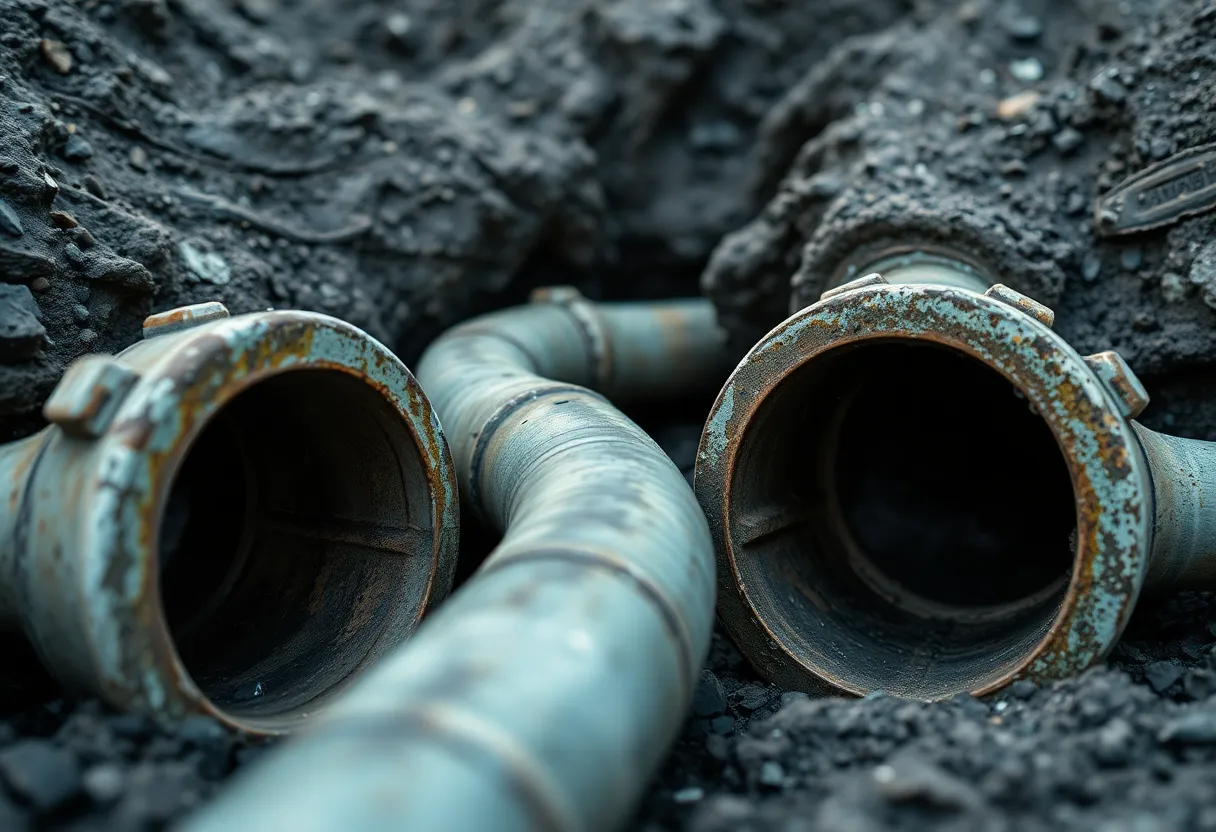 Aging water pipes potentially containing asbestos