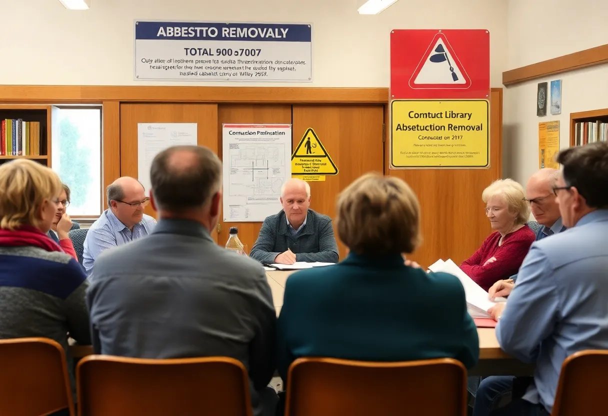 Community meeting discussing asbestos removal at Bethlehem Public Library