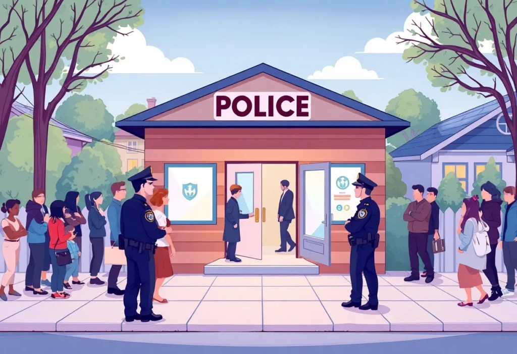 Police presence in a community to ensure safety against child abduction.