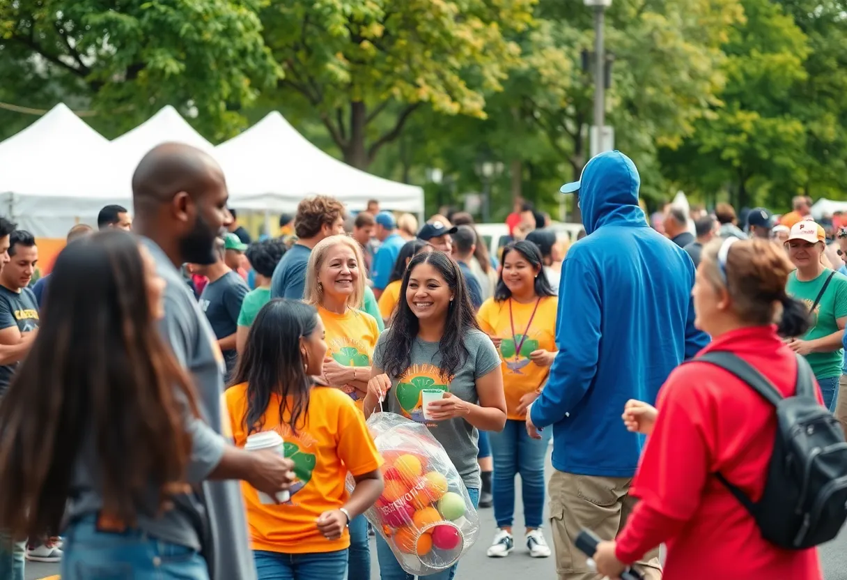 Participants at a community charity event engaging in various activities.