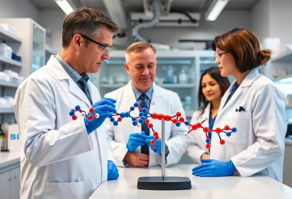 Scientists working in a laboratory on cancer research