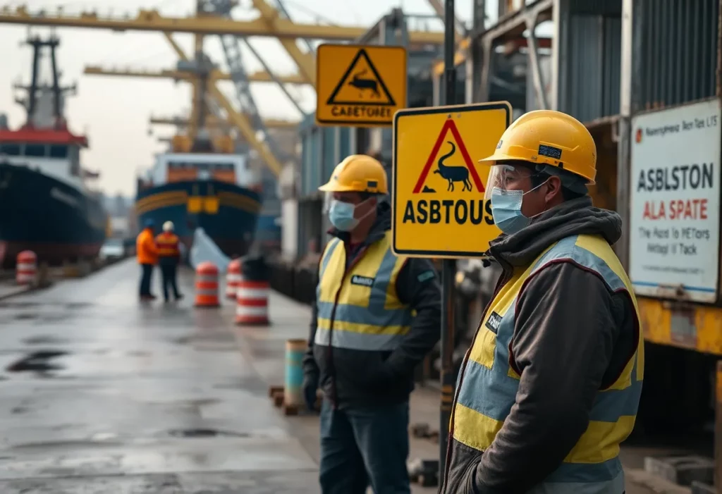 Dockyard workers managing asbestos risks