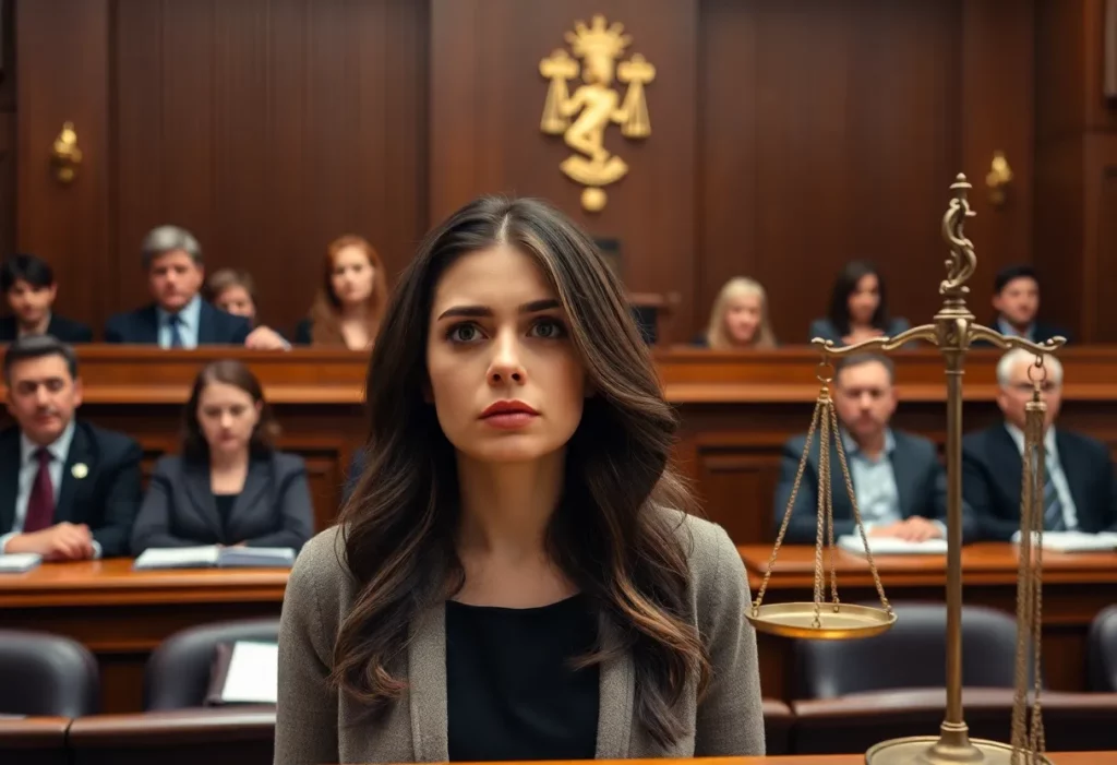 Courtroom scene where jury delivers verdict to mesothelioma patient.