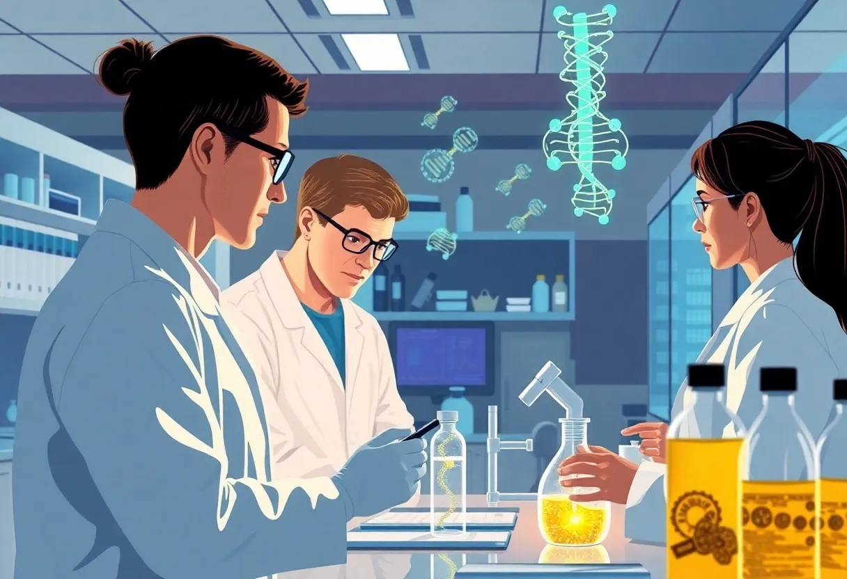 Researchers working on Genprex's novel gene therapy for mesothelioma.