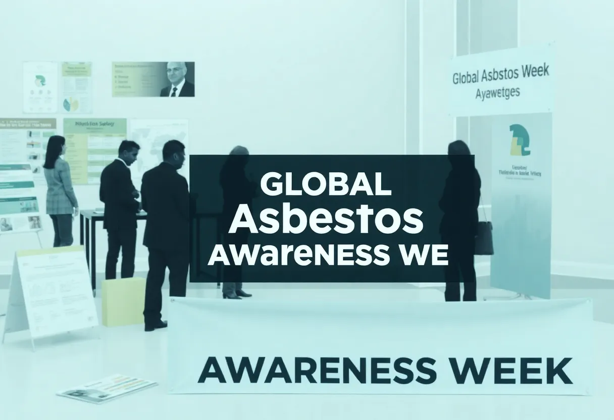 People promoting asbestos awareness during Global Asbestos Awareness Week.