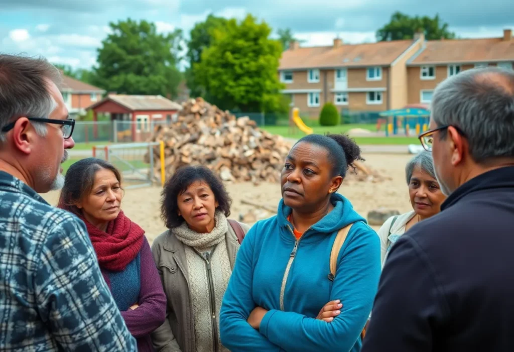 Community members discussing asbestos concerns near Grenagh GAA Club