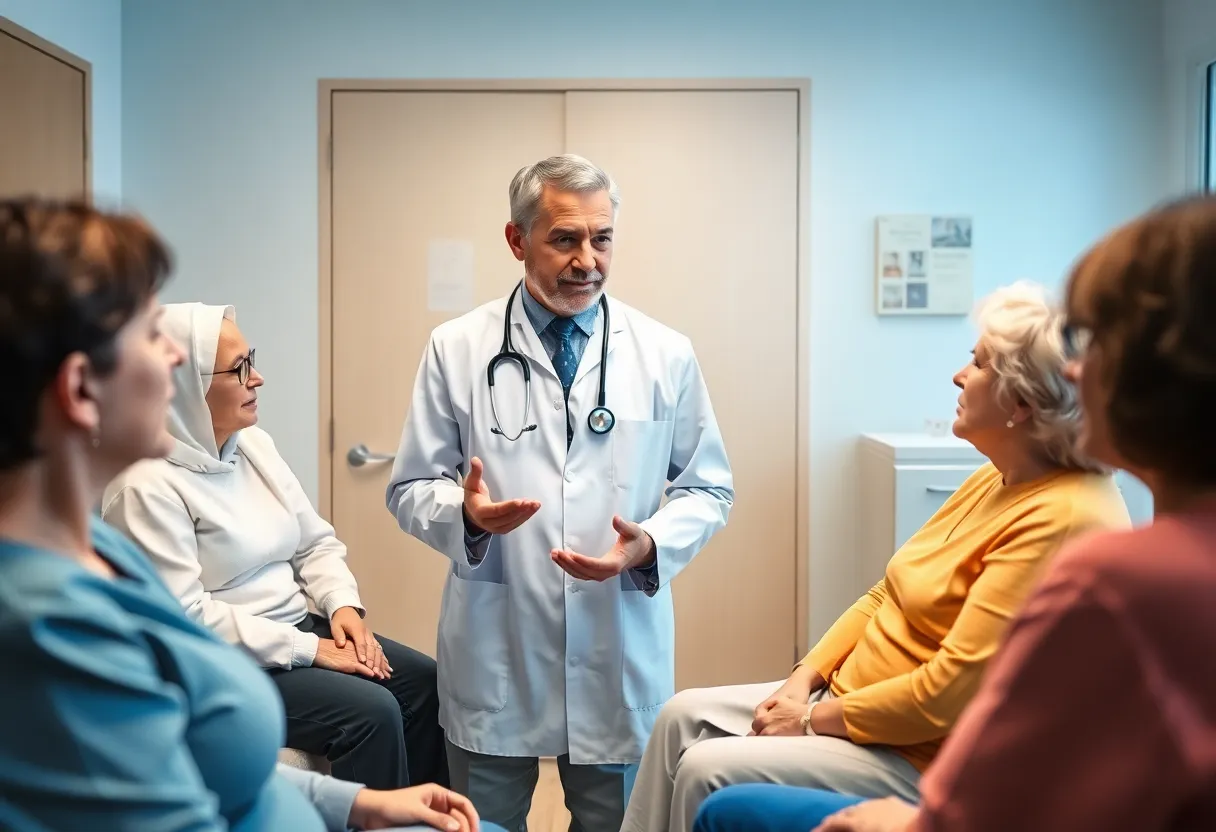 Healthcare professionals discussing mesothelioma treatment options