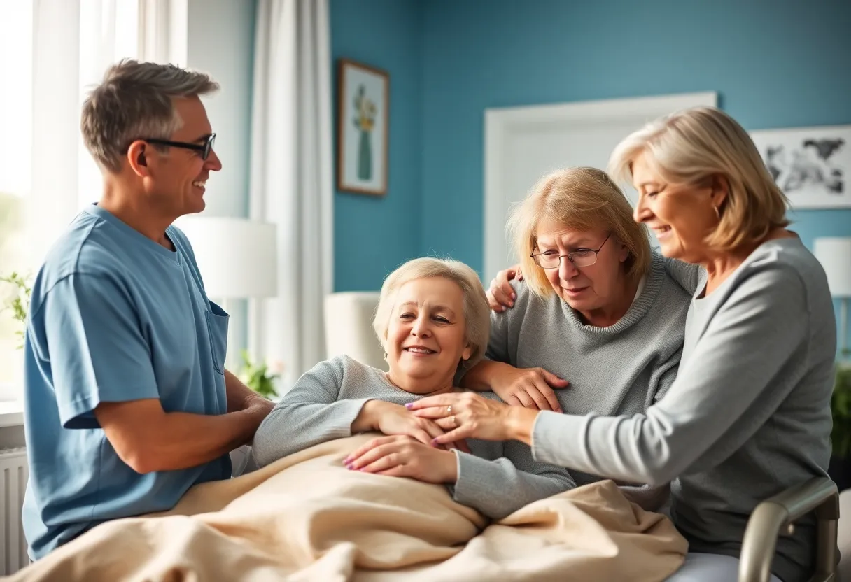 Families in a hospice supporting each other