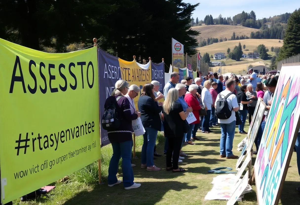 Community members participating in an asbestos awareness event in Humboldt.