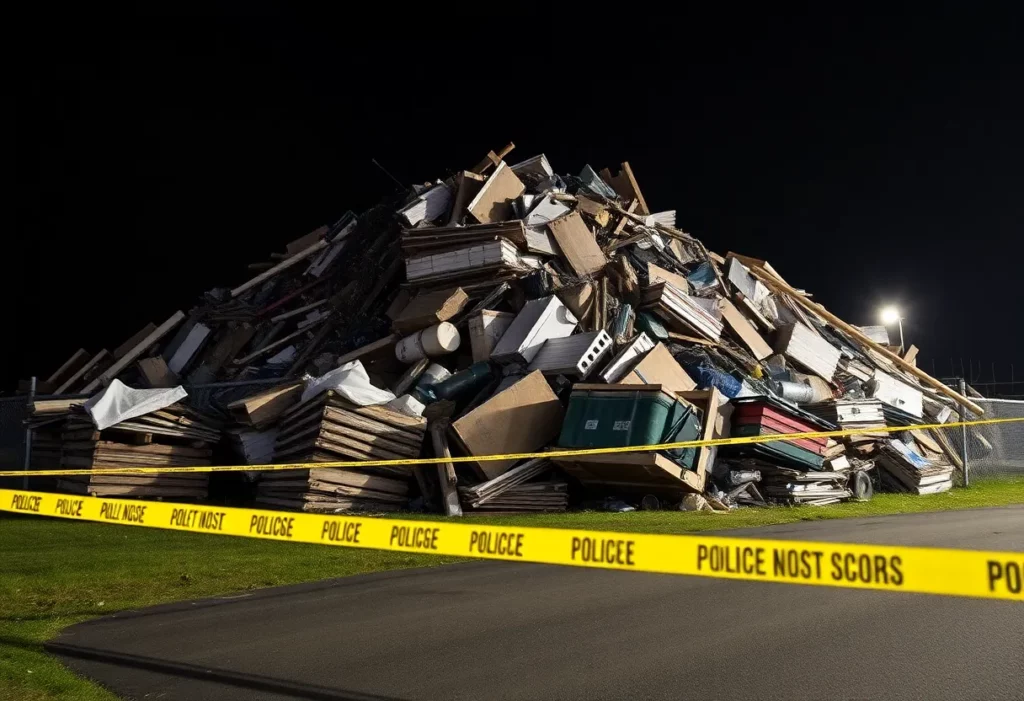Piled hazardous waste at a former movie theater site in New Windsor, NY
