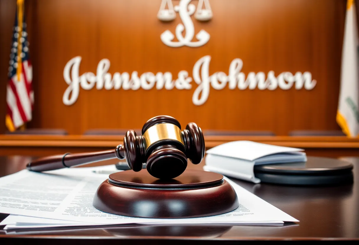 Courtroom scene depicting Johnson & Johnson legal issues